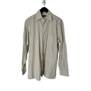 Men's Ermenegildo Zegna Dress Shirt XL Yellow Brown 100% Cotton Designer Luxury